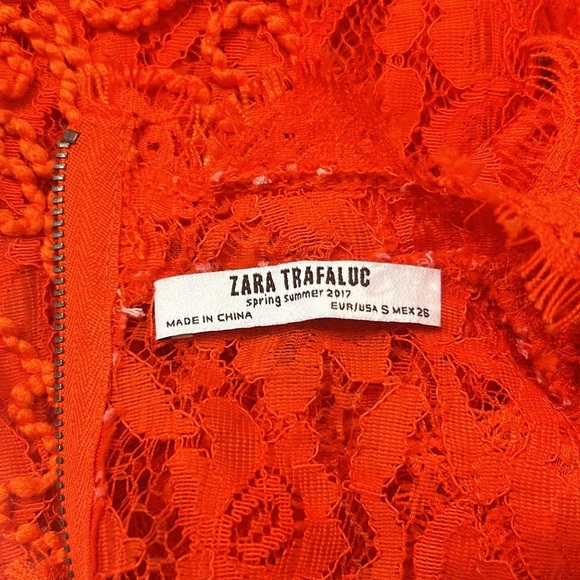 Zara Red Lace Sleeveless Crop Top Back Zipper Women’s Size Small - Picture 5 of 10